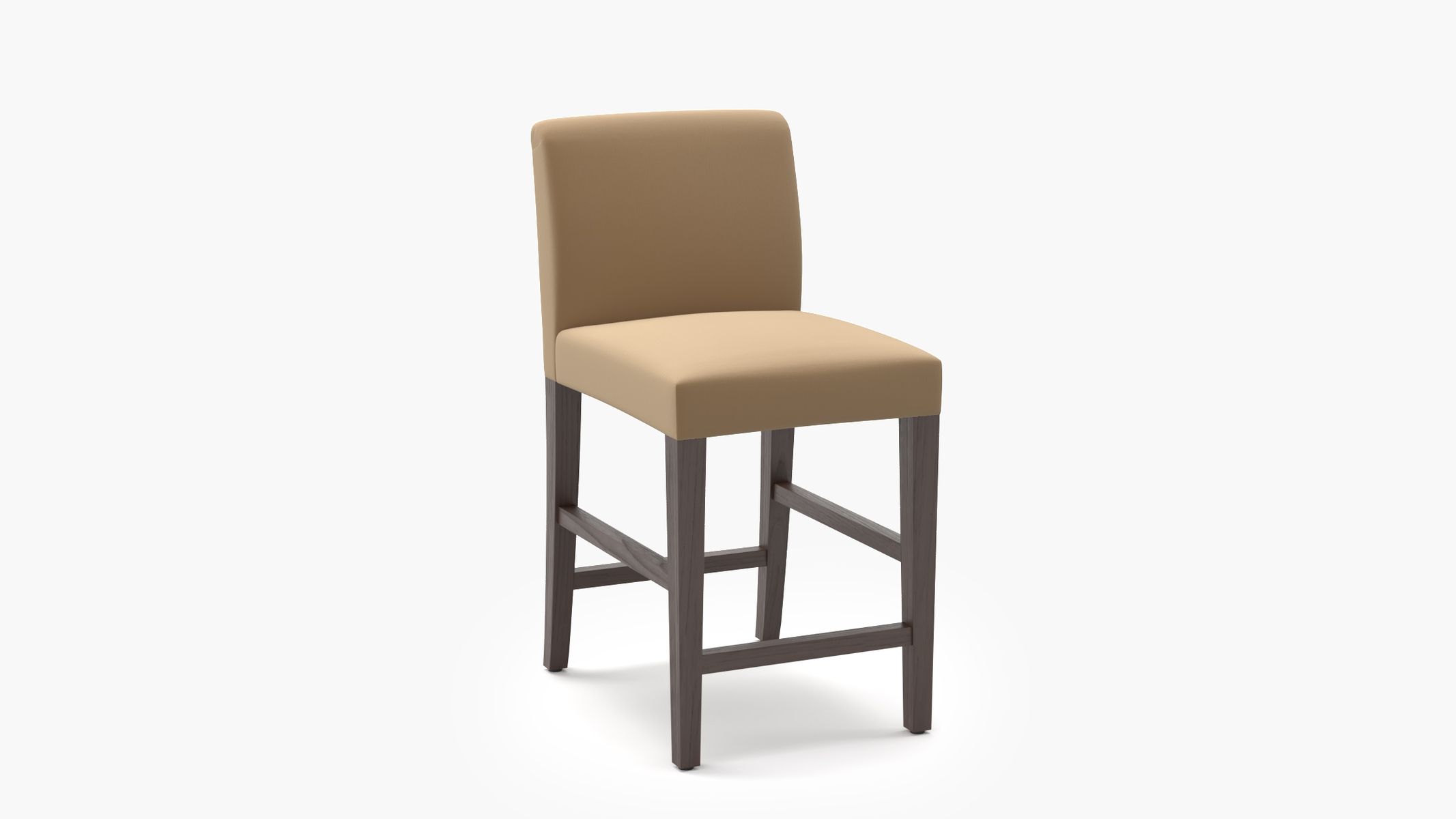 Signature Dining Counter Stool, Camel Performance Plush Velvet, Espresso Square Tapered Leg - Image 1