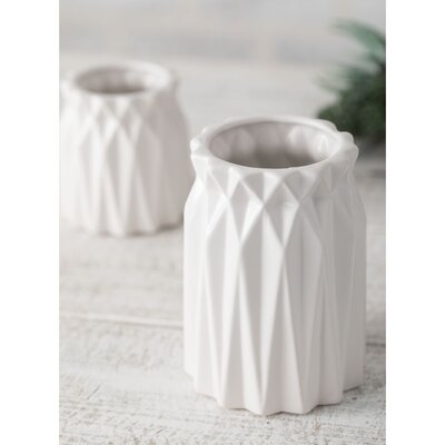 2 Piece Licon White Indoor / Outdoor Ceramic Table Vase Set - Image 0