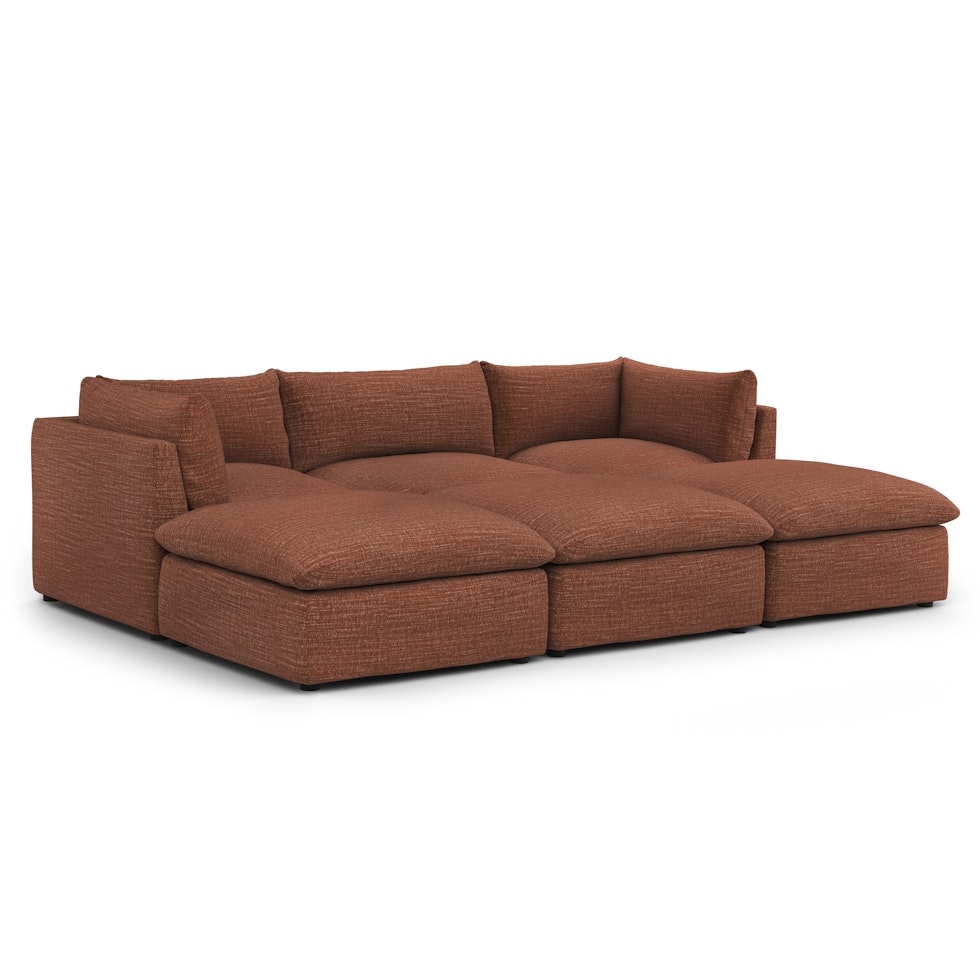 Leigh 121.5" Modular Open Pit Sectional - Napa Rust - Image 0