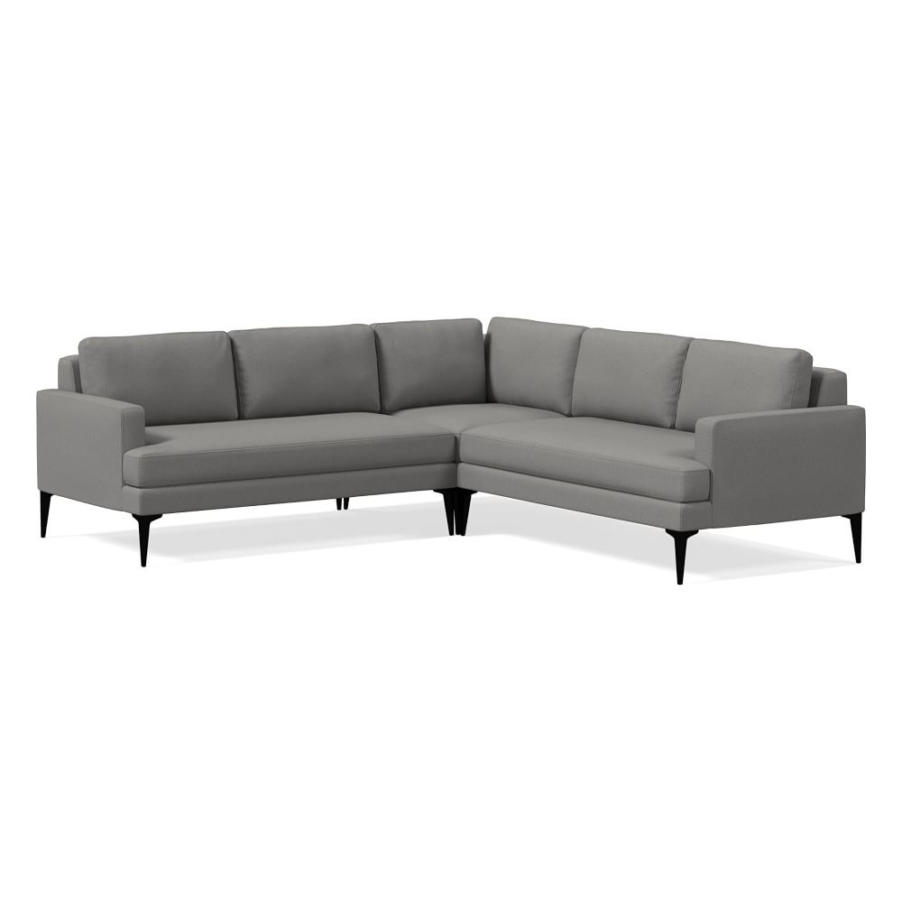 Andes 90" Multi Seat 3-Piece L-Shaped Sectional, Petite Depth, Performance Washed Canvas, Storm Gray, Dark Pewter - Image 0