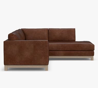 Jake Leather Right Sofa Return Bumper Sectional with Wood Legs, Down Blend Wrapped Cushions, Statesville Toffee - Image 3