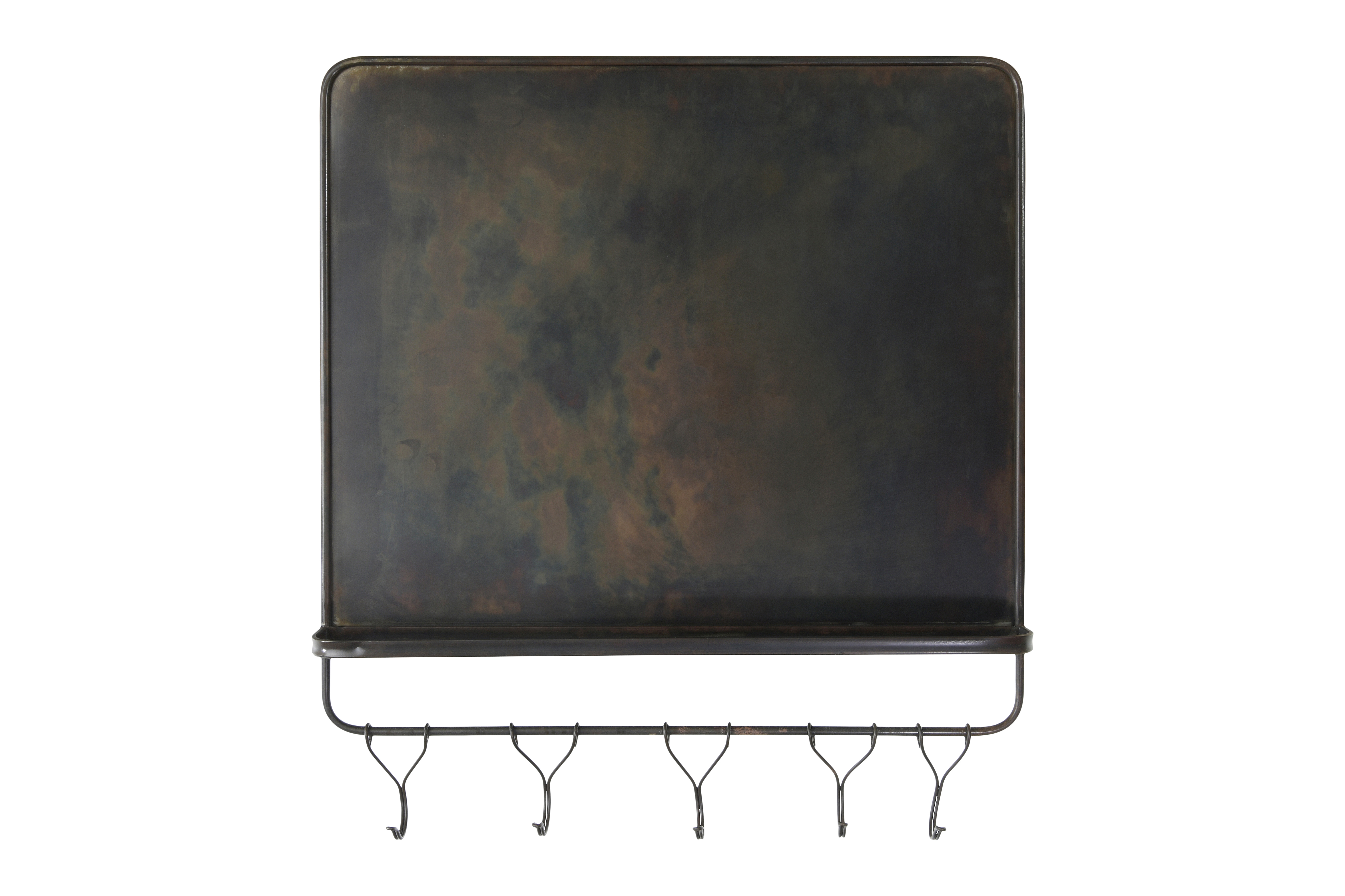 26"H Metal Magnet Board & Wall Shelf with 5 Hooks - Image 0