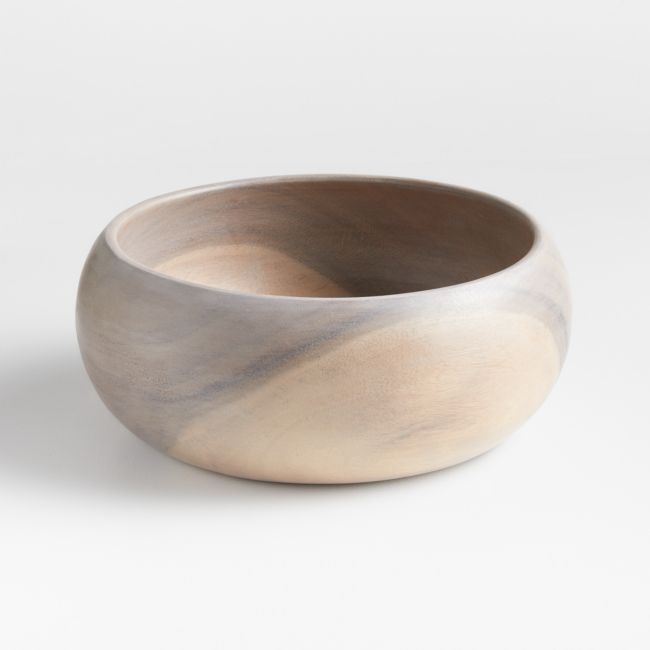 Tondo 10.5" White-Washed Wood Salad Serving Bowl - Image 0