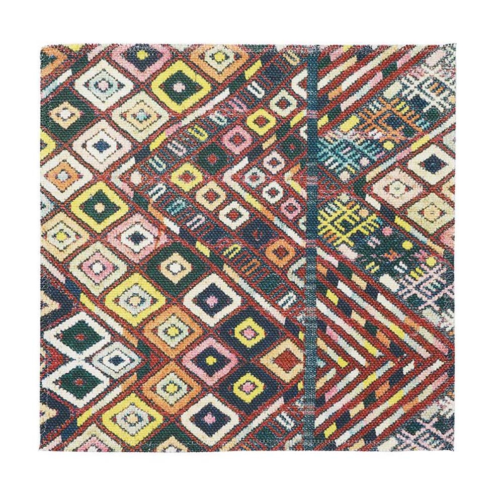 Pink Diamond Huipil Fabric by St. Frank | Printed Width: 54" WPattern Size: 18" W x 12. 5" VFabric Direction: Up The Roll, Vertical Sold by the yard in continuous rolls Dye lots may vary. As a result, there may be slight color variations between your swat - Image 0
