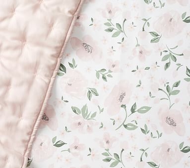 Organic Meredith Allover Floral Crib Fitted Sheet, Blush - Image 2