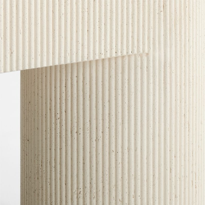 Kahn Cream Ribbed Concrete and Oak Wood 72" Console Table - Image 4