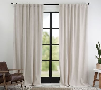 Ferguson Textured Cotton Pole-Pocket Curtain, 50 x 84", Ivory - Image 1