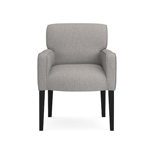 Fitzgerald Dining Armchair, Standard Cushion, Perennials Performance Melange Weave, Fog, Ebony Leg - Image 0