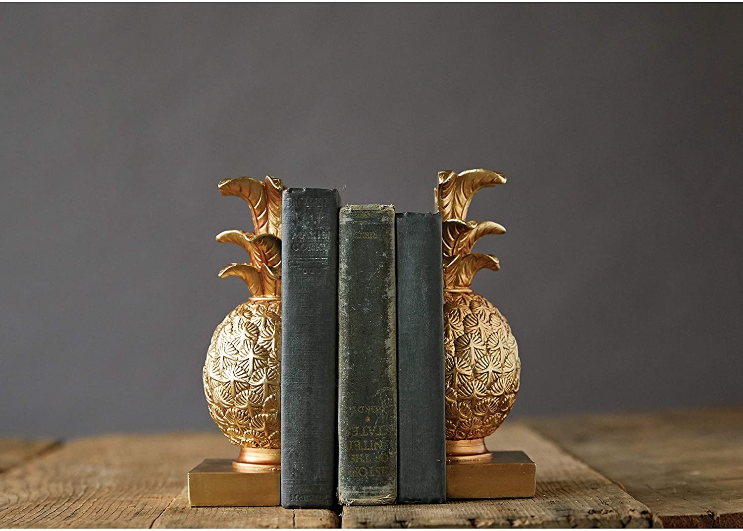 Pineapple Shaped Gold Resin Bookends (Set of 2 Pieces) - Image 1