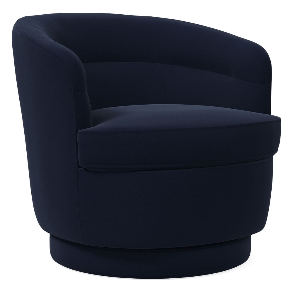 Viv Swivel Chair, Distressed Velvet, Ink Blue, Concealed Supports - Image 0