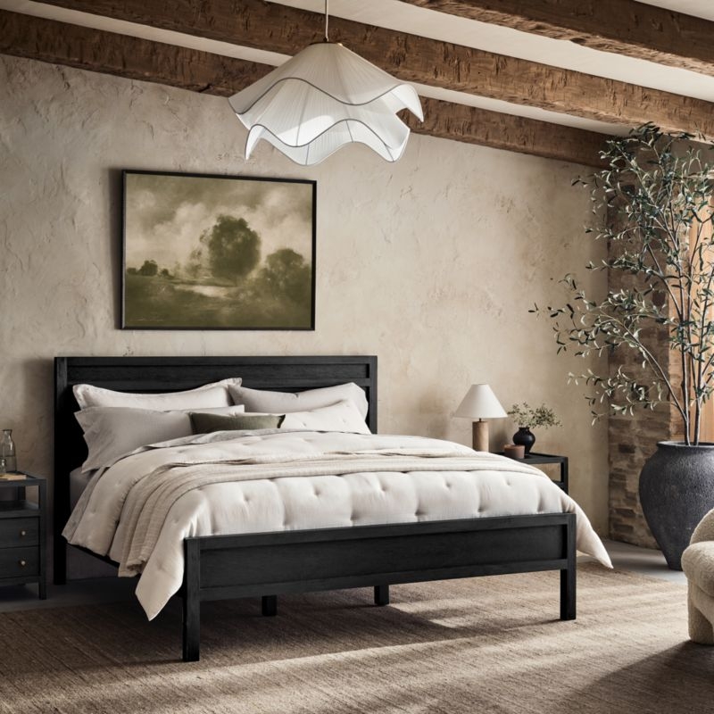 Keane Black Solid Wood Full Bed - Image 1