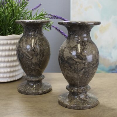 2 Piece Charvi Dark Gray Stoneware Table Vase Set - Image 0