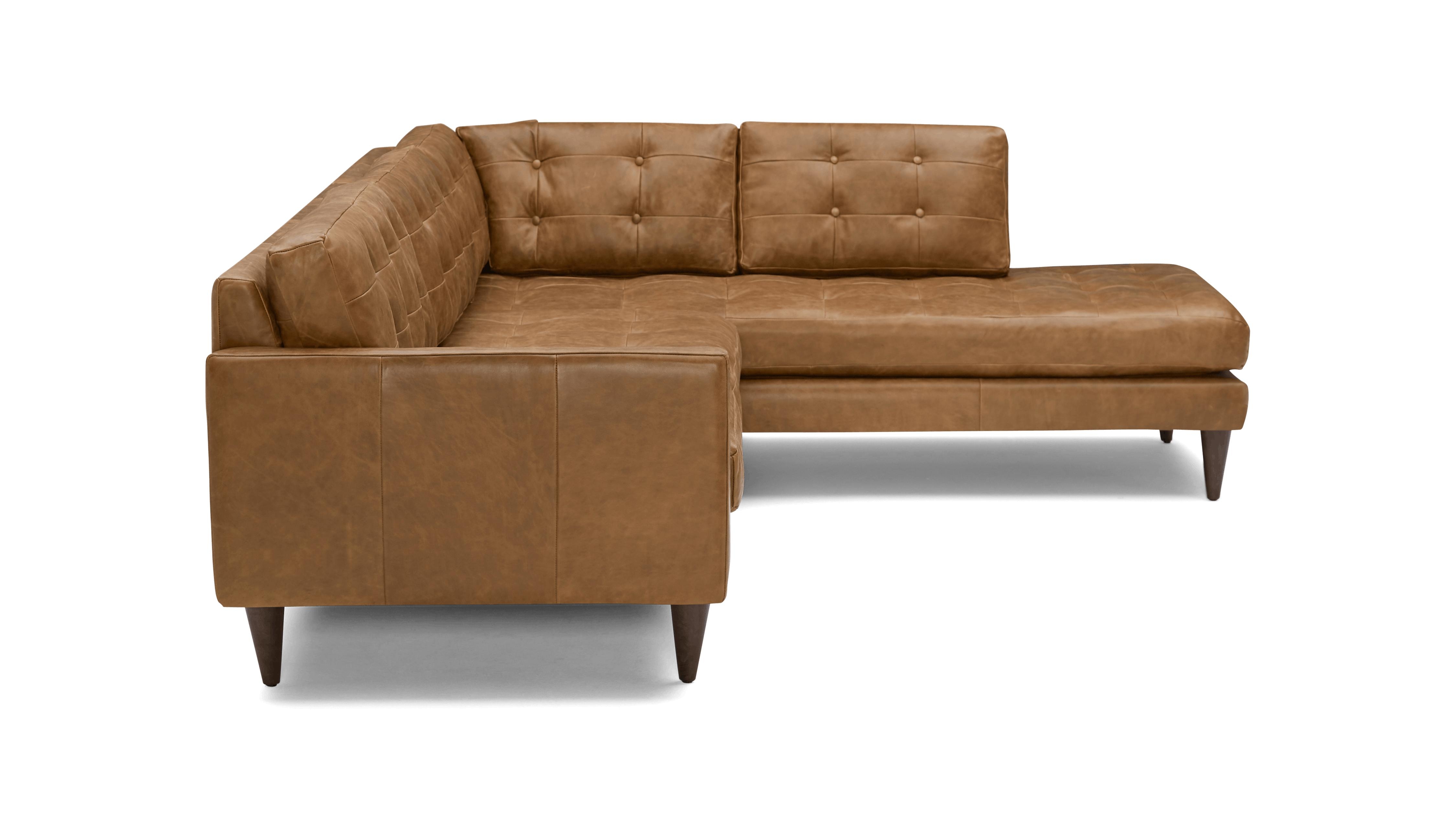 Brown Eliot Mid Century Modern Leather Sectional with Bumper - Santiago Ale - Mocha - Left - Image 2