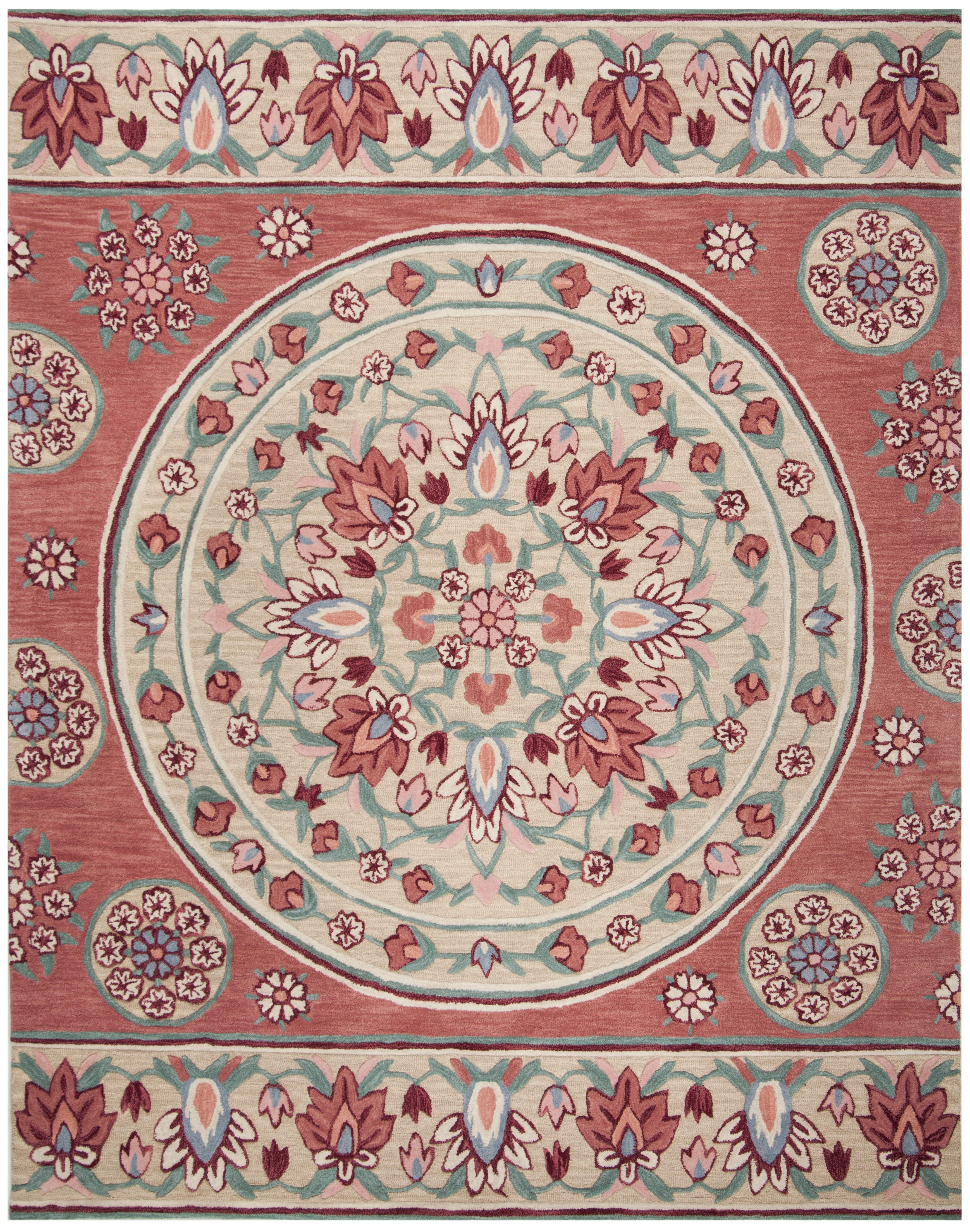 Arlo Home Hand Tufted Area Rug, BLG601Q, Red/Beige,  8' X 10' - Image 0