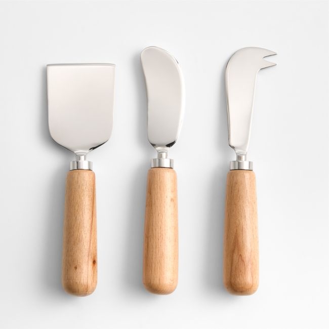 Madeira Oak Wood Cheese Knives, Set of 3 - Image 0
