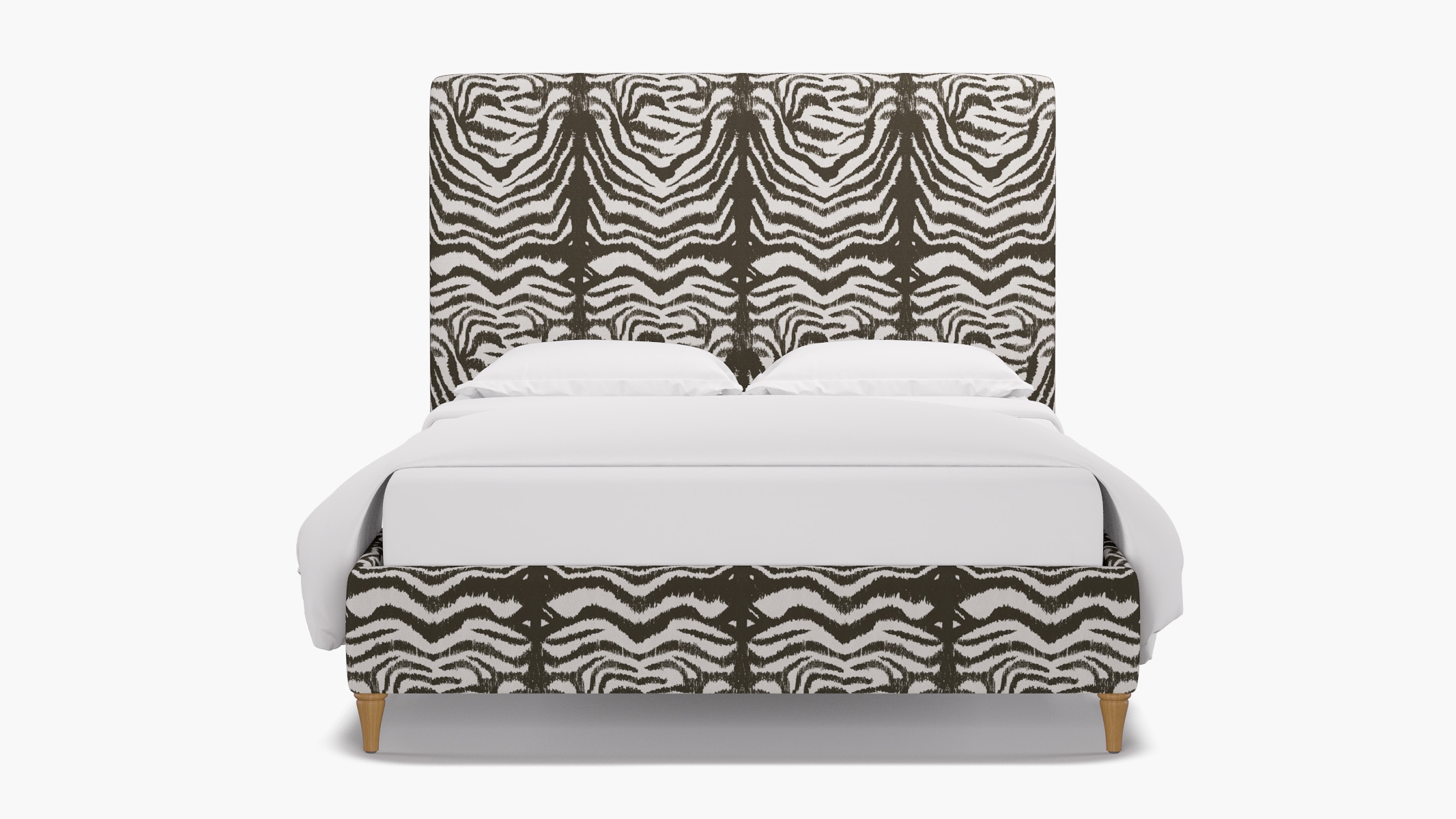 Classic Bed, Zebra, Natural Decorative Tapered Leg, Queen - Image 0
