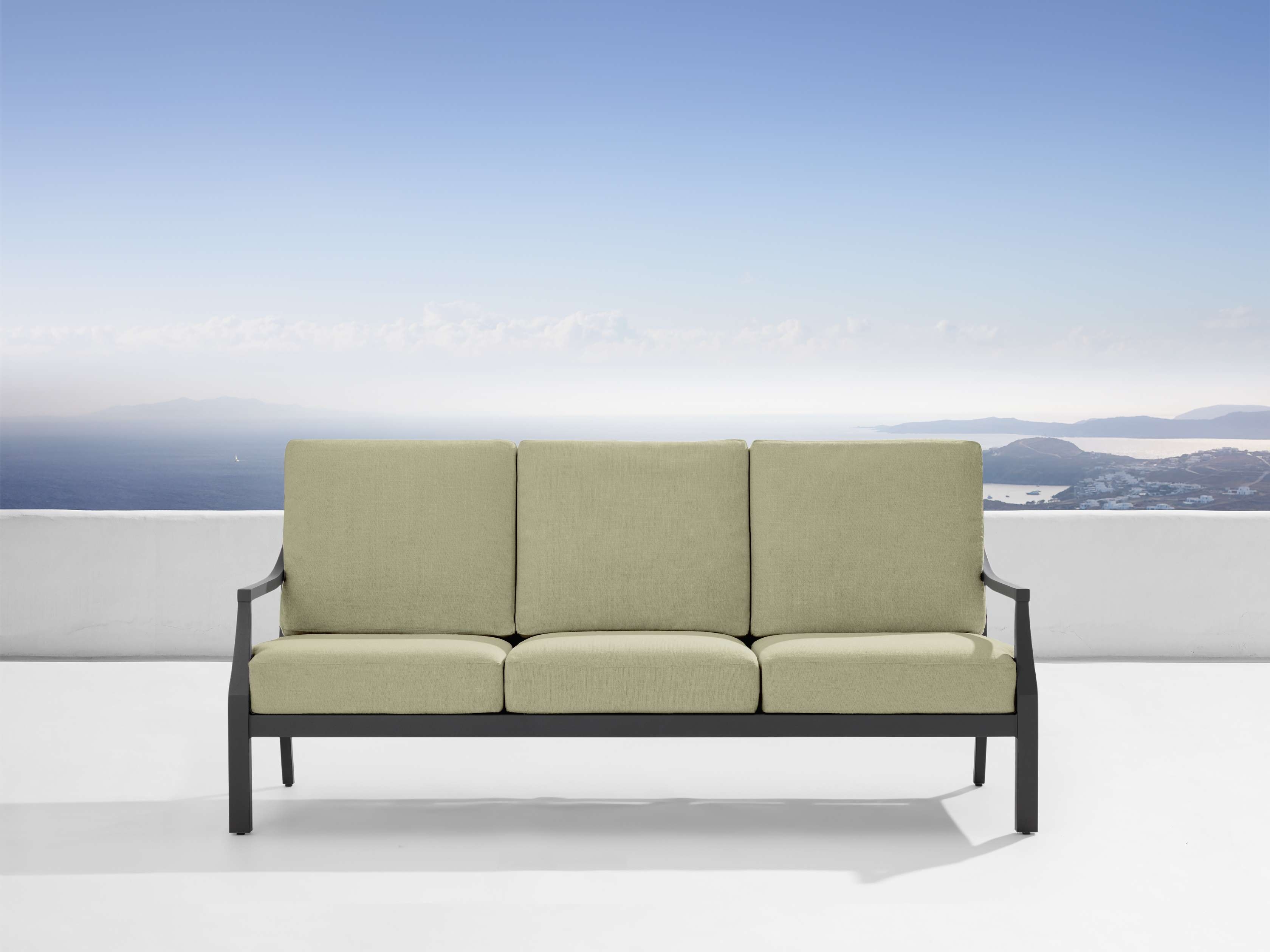 Montego Outdoor Sofa in Eden Sage Aluminum Black /79" - Image 0