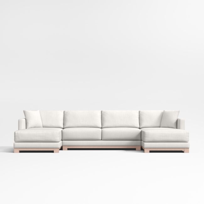 Gather Deep Wood Base 3-Piece U-Shaped Sectional Sofa with Double Chaise Lounge - Image 0