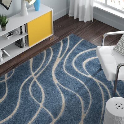 Stacie Abstract Blue/Cream Area Rug - Image 0