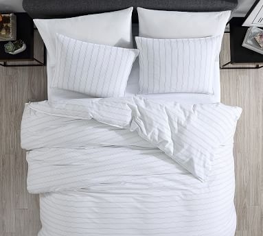 Melia Striped Percale Comforter Set, Queen, White/Black - Image 3