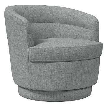 Viv Swivel Chair, Poly, Performance Coastal Linen, Anchor Gray, Concealed Support - Image 0