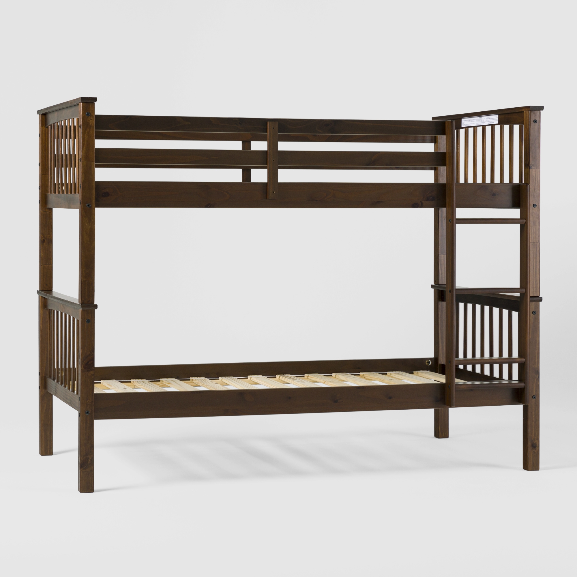 Solid Wood Twin over Twin Mission Design Bunk Bed - Walnut  - Image 0