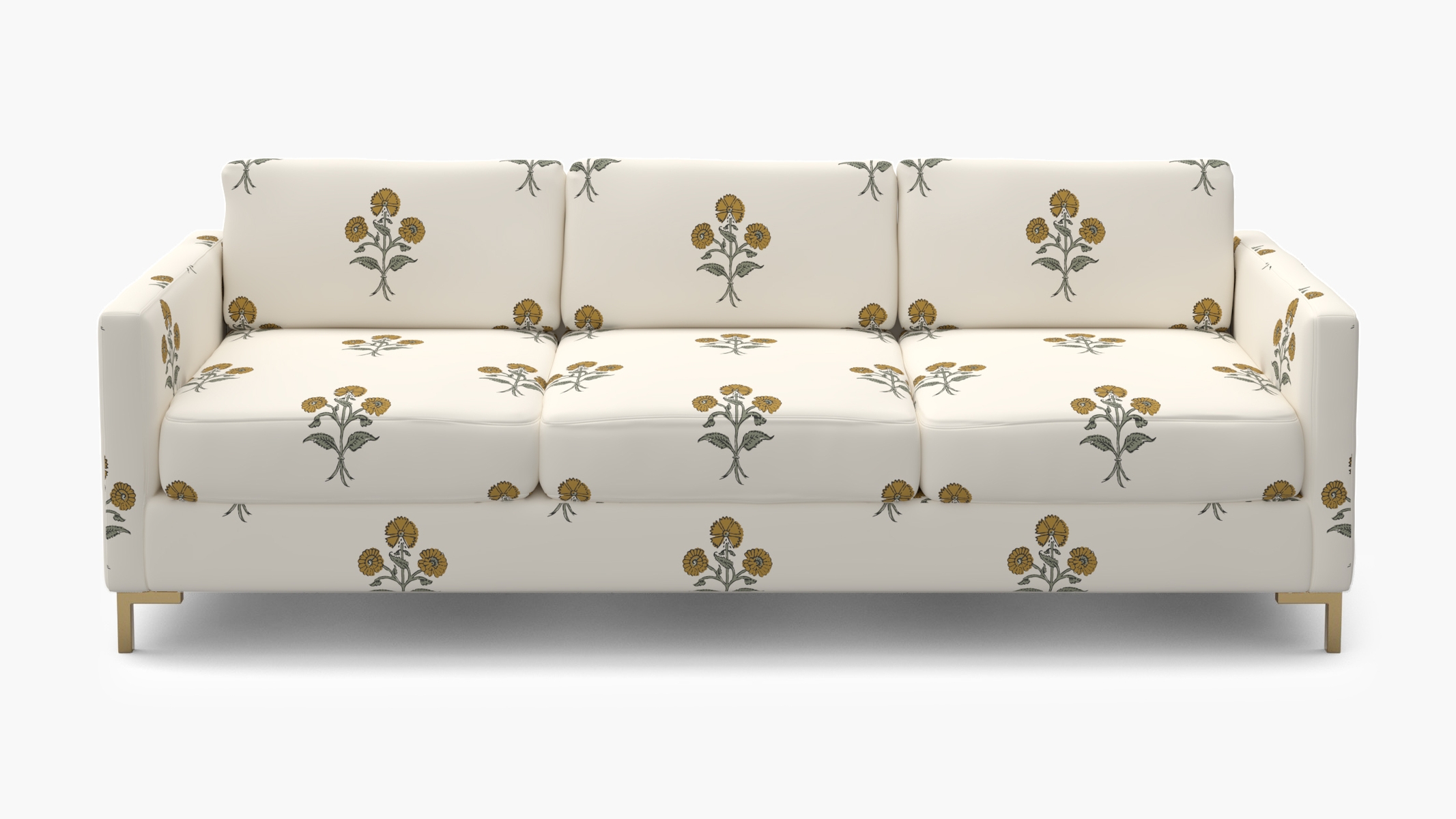 Modern Sofa, Marigold Delphine, Brass L Leg - Image 0