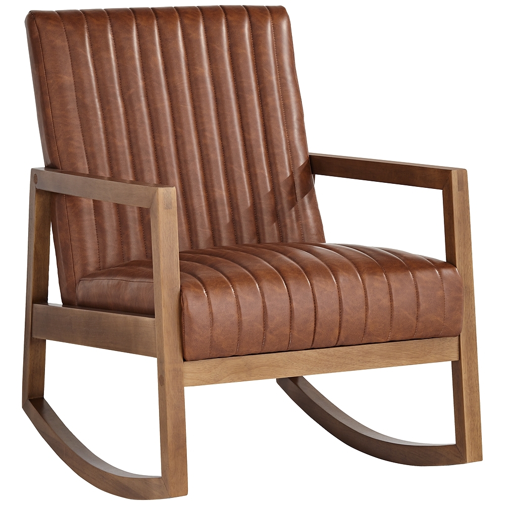 Rust Brown Wood Frame Rocking Chair - Image 0