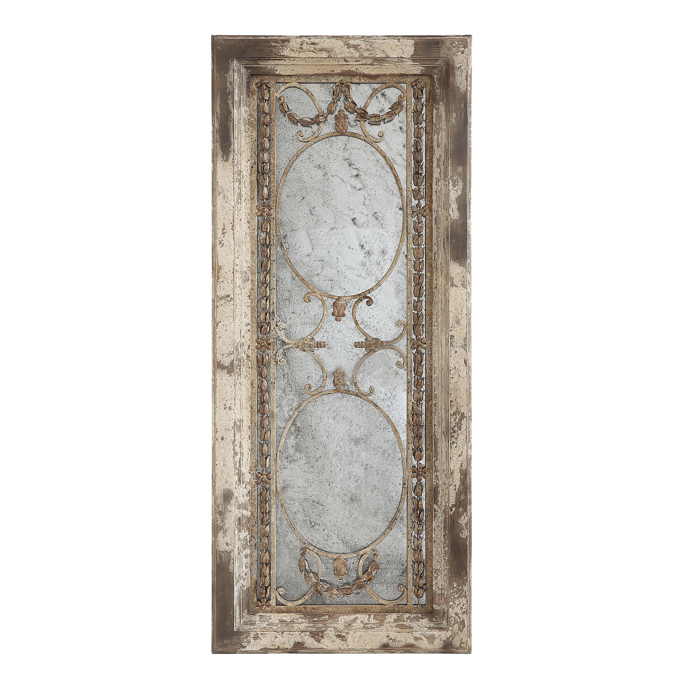 Rectangle Pine Wood Framed Antiqued Mirror - Image 0