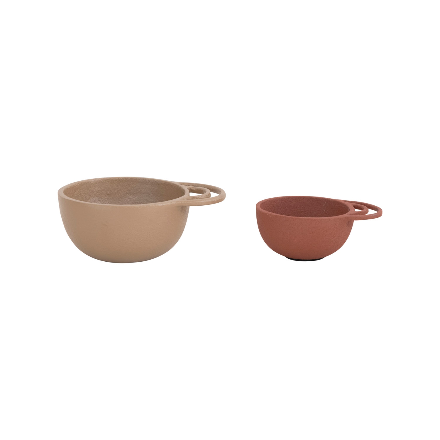 Decorative Textured Metal Bowls with Handles, 2 Colors, Set of 2 - Image 0