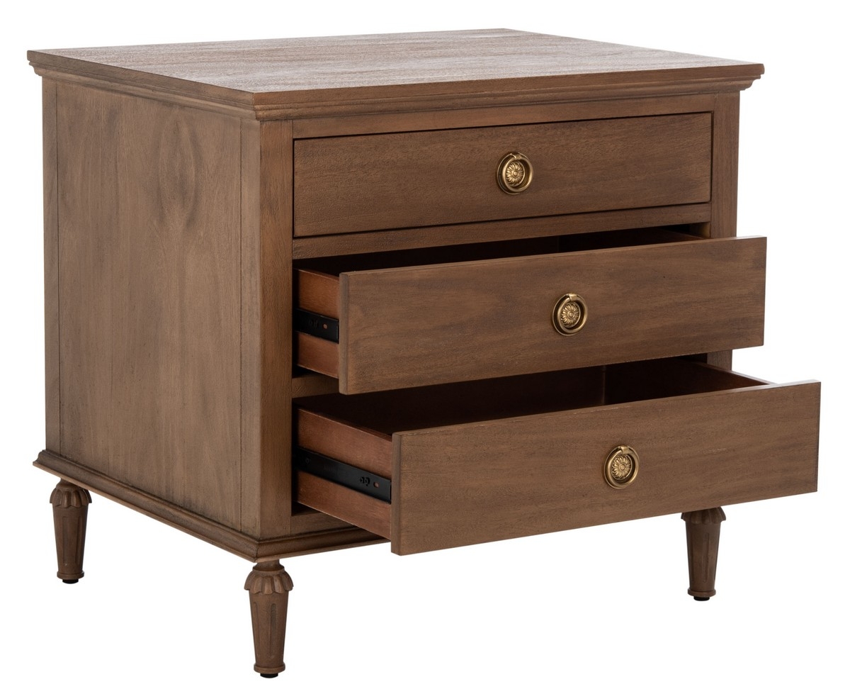 Lisabet 3 Drawer Wood Nightstand - Brown - Image 8