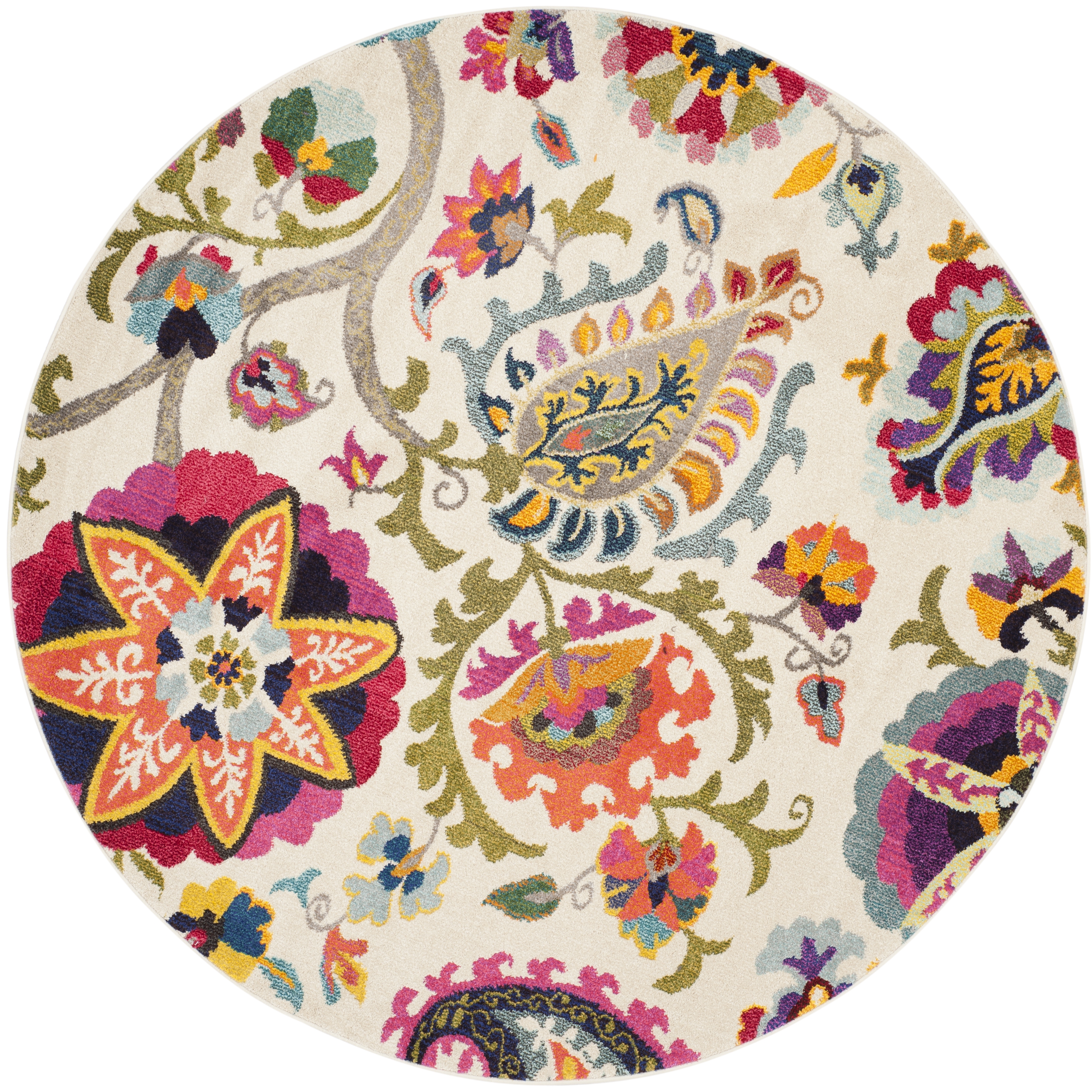 Arlo Home Woven Area Rug, MNC229A, Ivory/Multi,  6' 7" X 6' 7" Round - Image 0