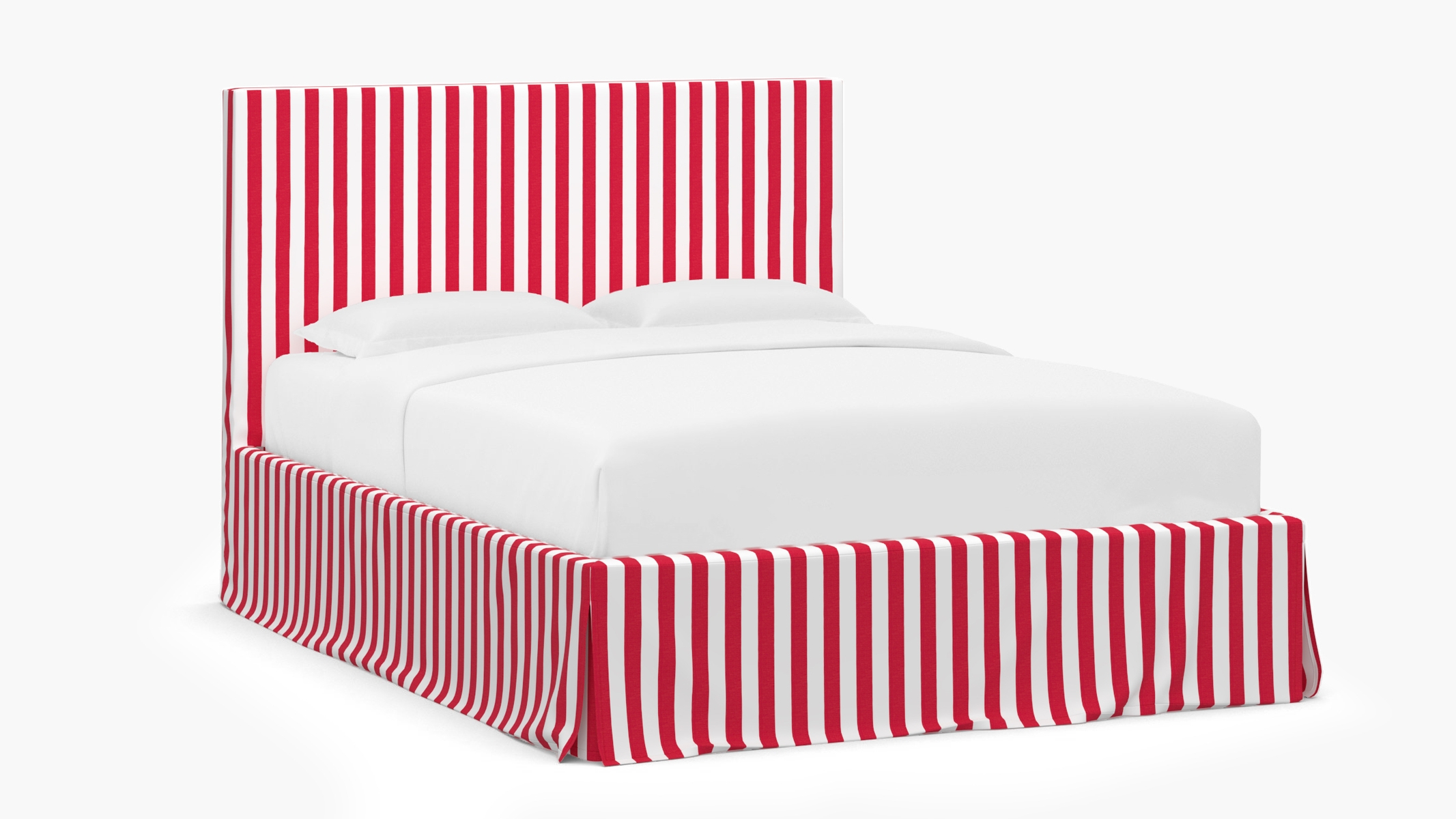 Slipcovered Bed, Red Cabana Stripe, Full - Image 1