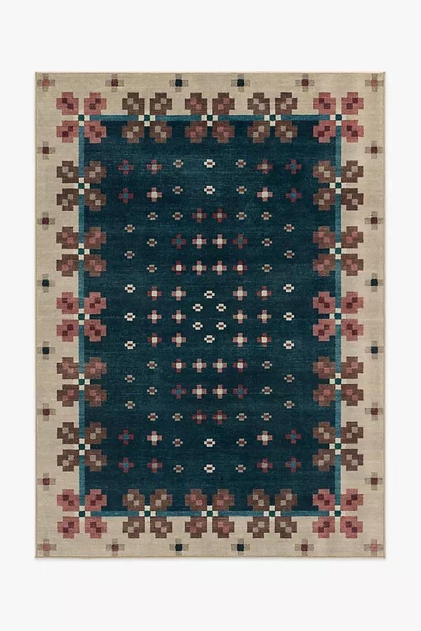 Washable Scandi-Floral Clove Rug - Image 0