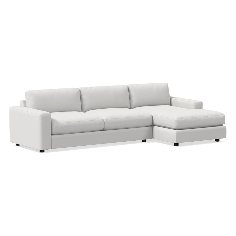 Urban 116" Right 2-Piece Chaise Sectional, Performance Washed Canvas, White, Down Blend Fill - Image 0