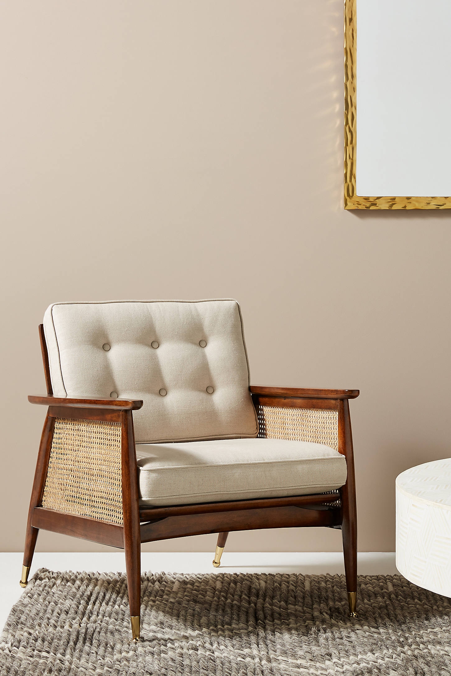 Nadia Caned Accent Chair By Anthropologie in Beige - Image 0