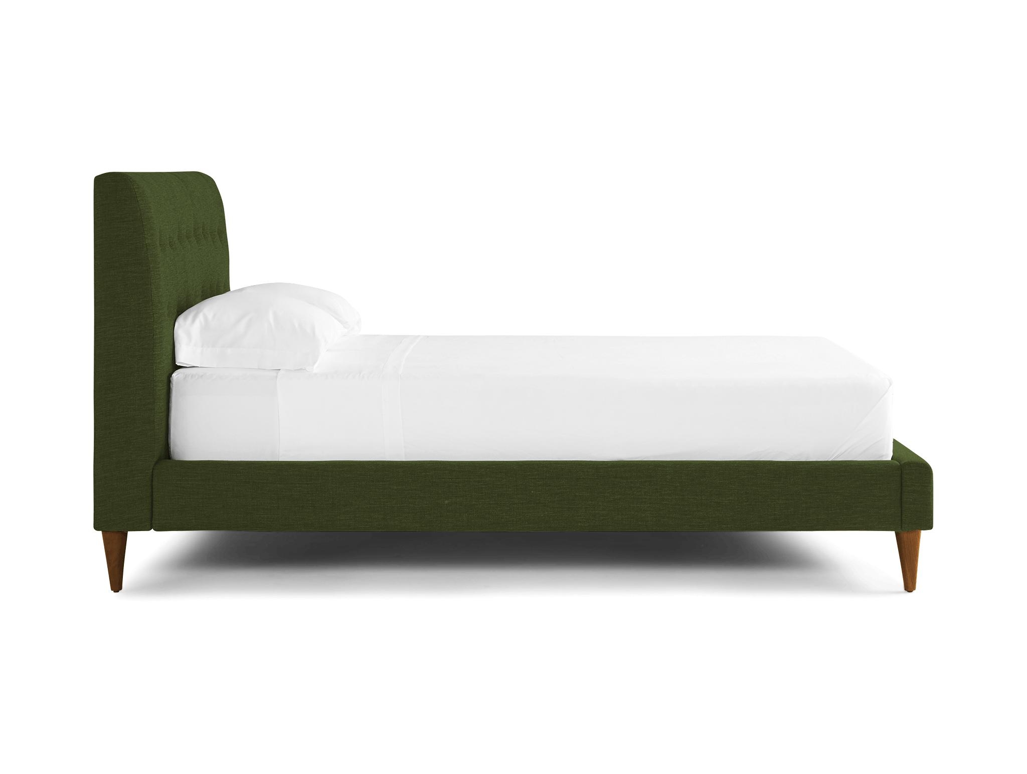 Green Eliot Mid Century Modern Bed - Royale Forest - Mocha - Queen - Image 2