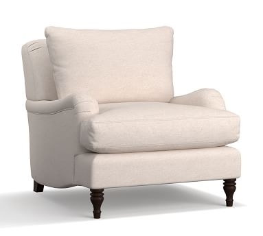 Carlisle English Arm Upholstered Armchair, Polyester Wrapped Cushions, Chenille Basketweave Taupe - Image 5