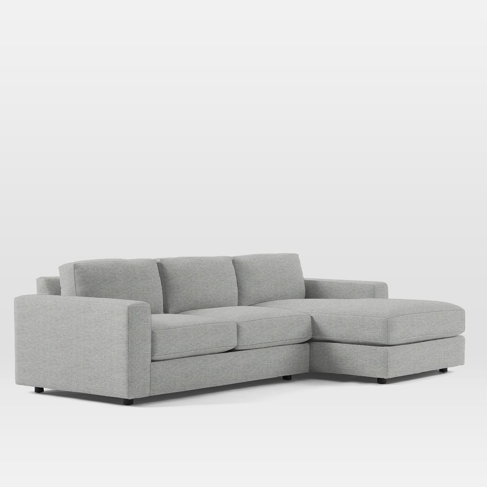 Urban 106" Right 2-Piece Chaise Sectional, Deco Weave, Pearl Gray, Down Blend Fill - Image 0