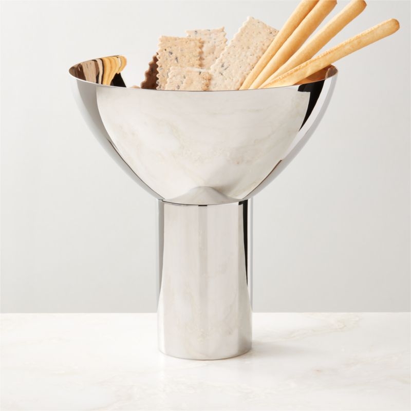 Clyme Polished Stainless Steel Pedestal Serving Bowl - Image 1