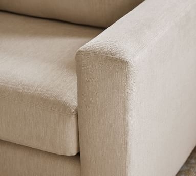 Shasta Square Arm Upholstered Left Sofa Return Bumper Sectional, Polyester Wrapped Cushions, Performance Brushed Basketweave Sand - Image 1