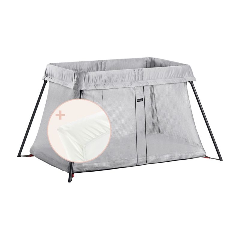 BABYBJÖRN ™ Silver Lightweight Travel Crib with Fitted Sheet Bundle Pack - Image 3