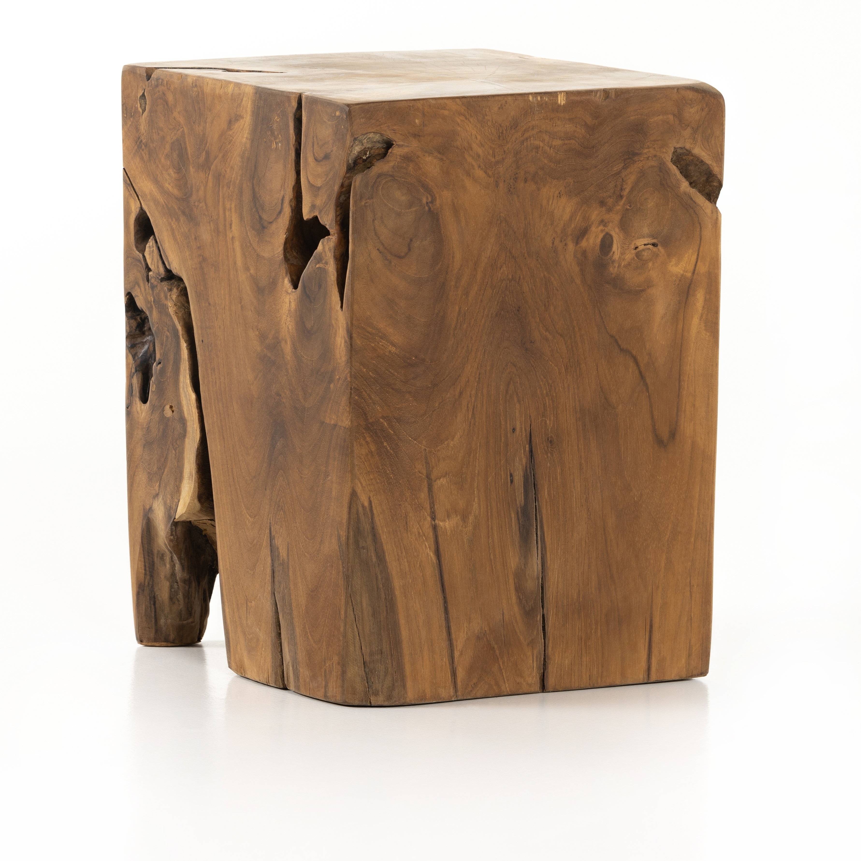 Teak Square Stool - Aged Natural Teak - Image 3