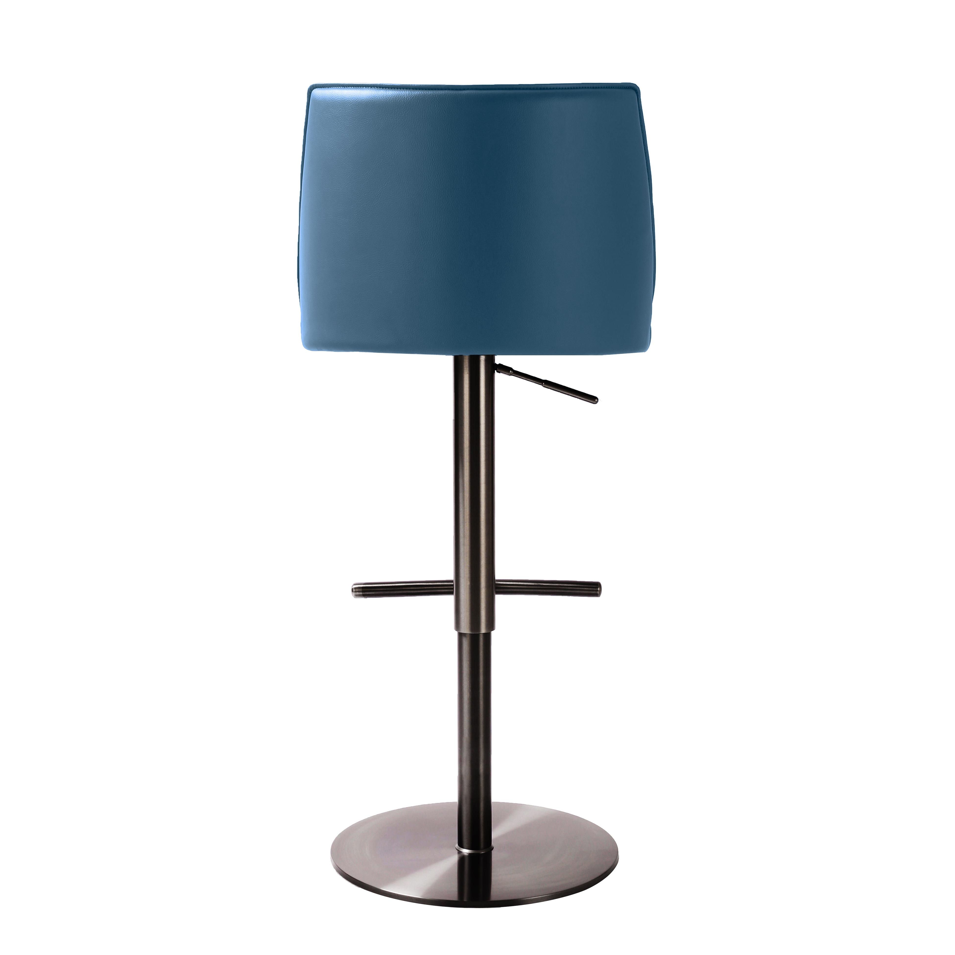 Gala Blue Performance Vegan Leather on Adjustable Stool - Image 2