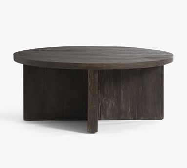 Rocklin Round Reclaimed Wood Coffee Table, Rustic Black, 42"L - Image 4