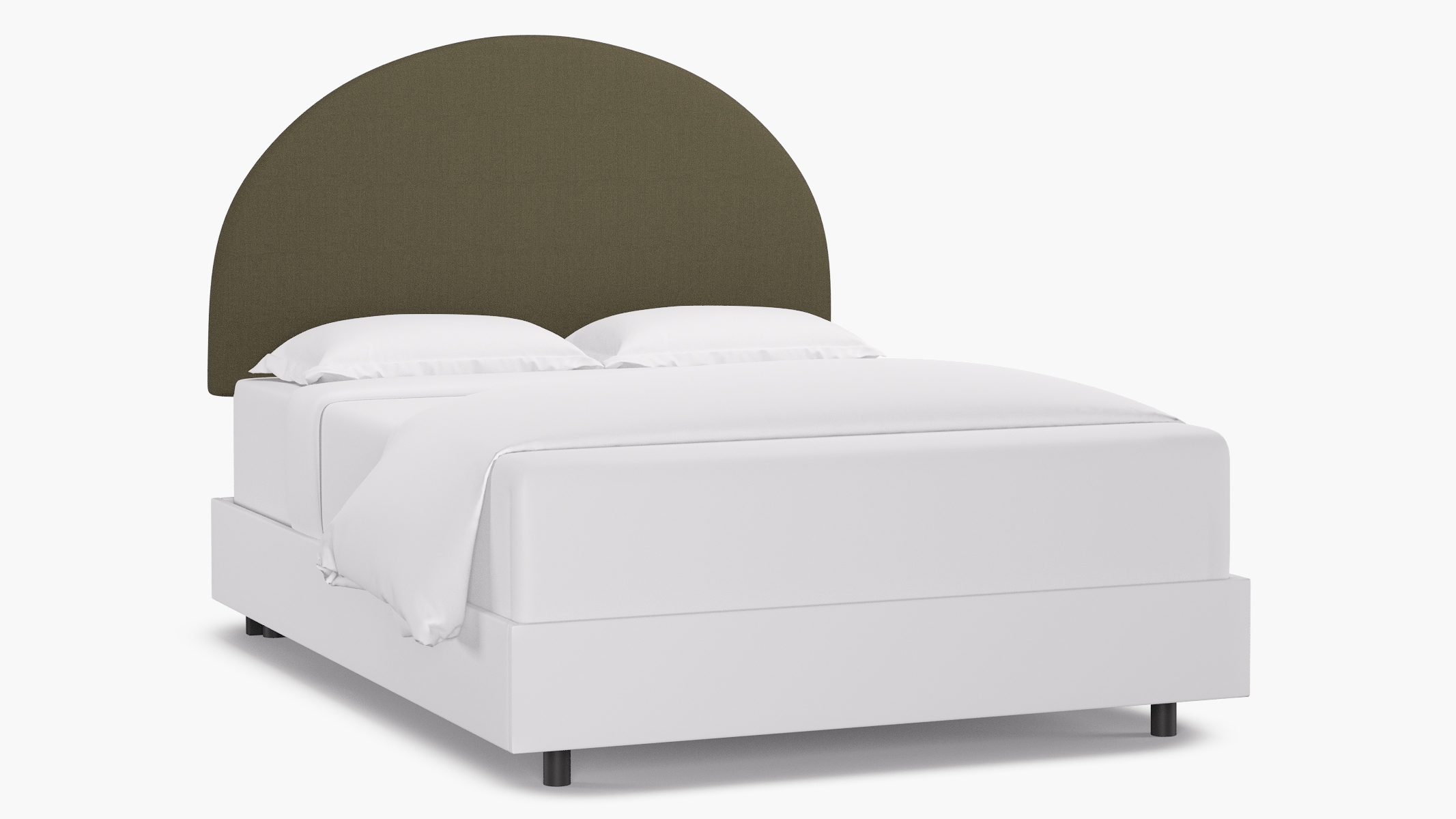 Arched Back Headboard, Olive Everyday Linen, Queen - Image 0