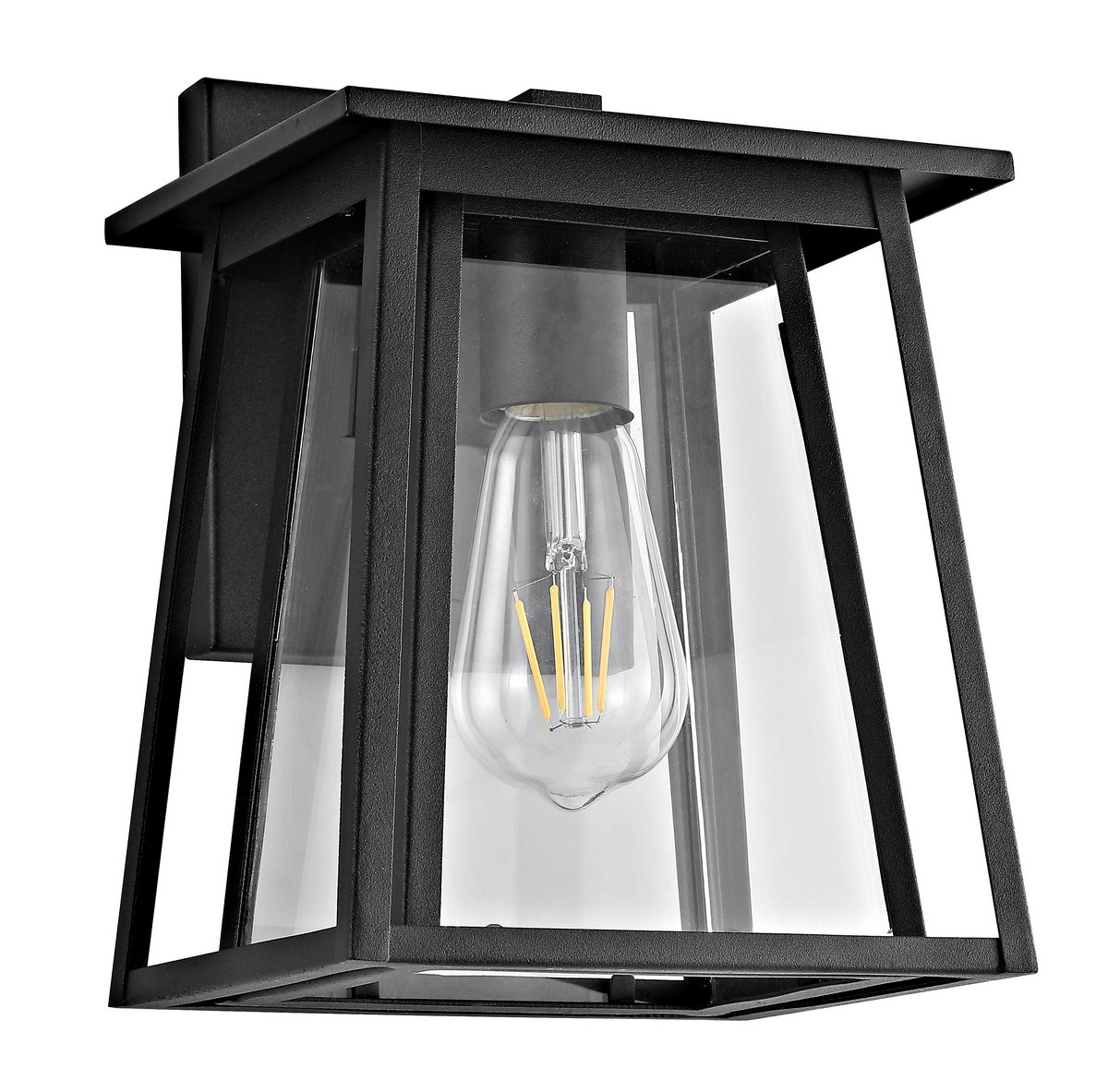 Stern Outdoor Wall Lantern - Clear / Black - Safavieh - Image 0