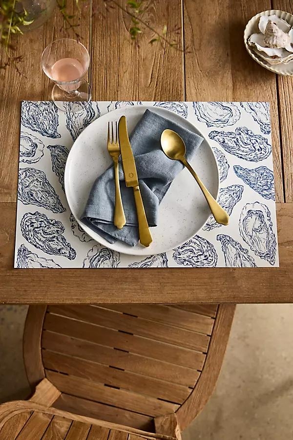 Blue Oyster Paper Placemats, Set of 12 - Image 0