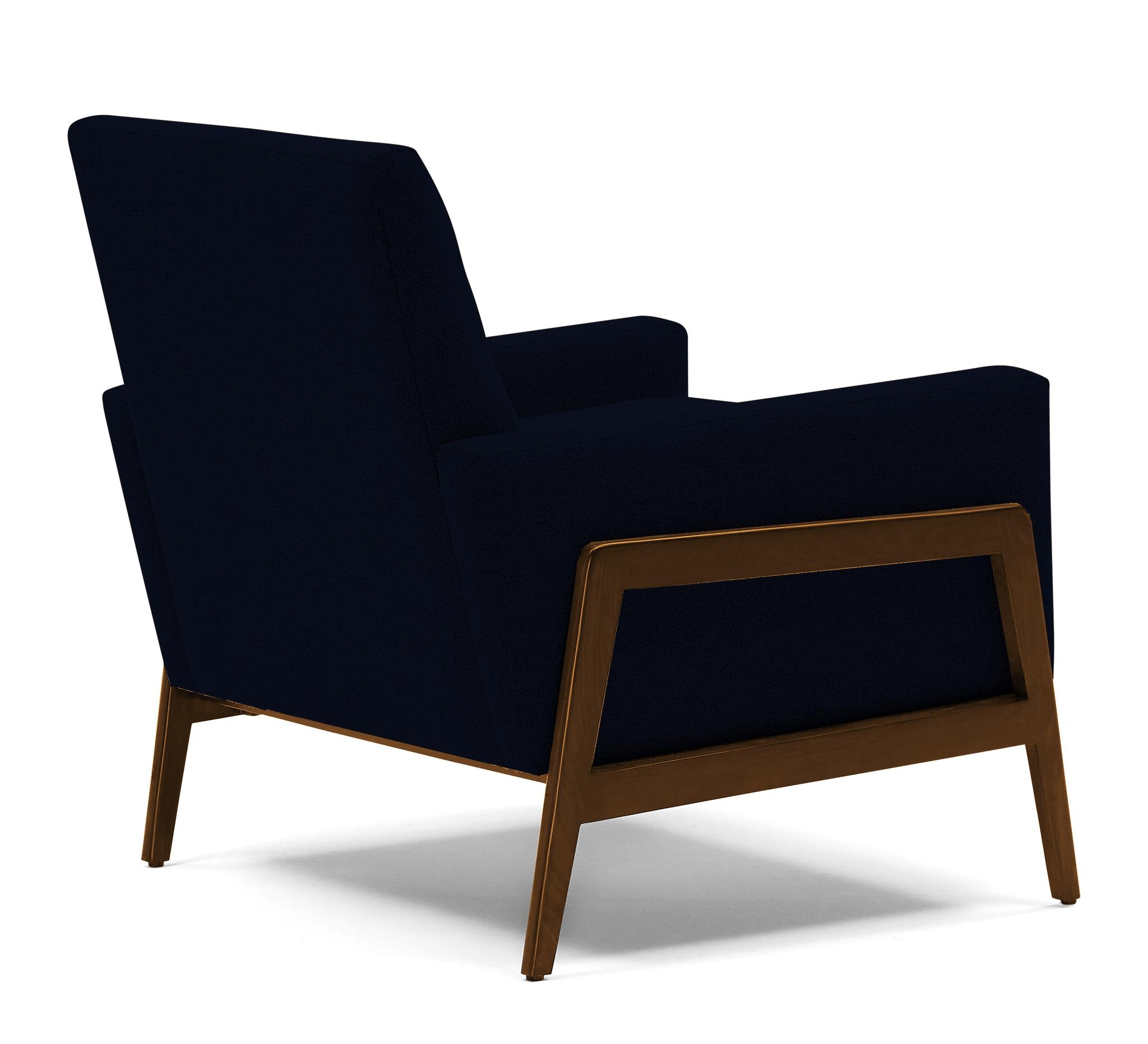Blue Clyde Mid Century Modern Chair - Bentley Indigo - Mocha - Image 3