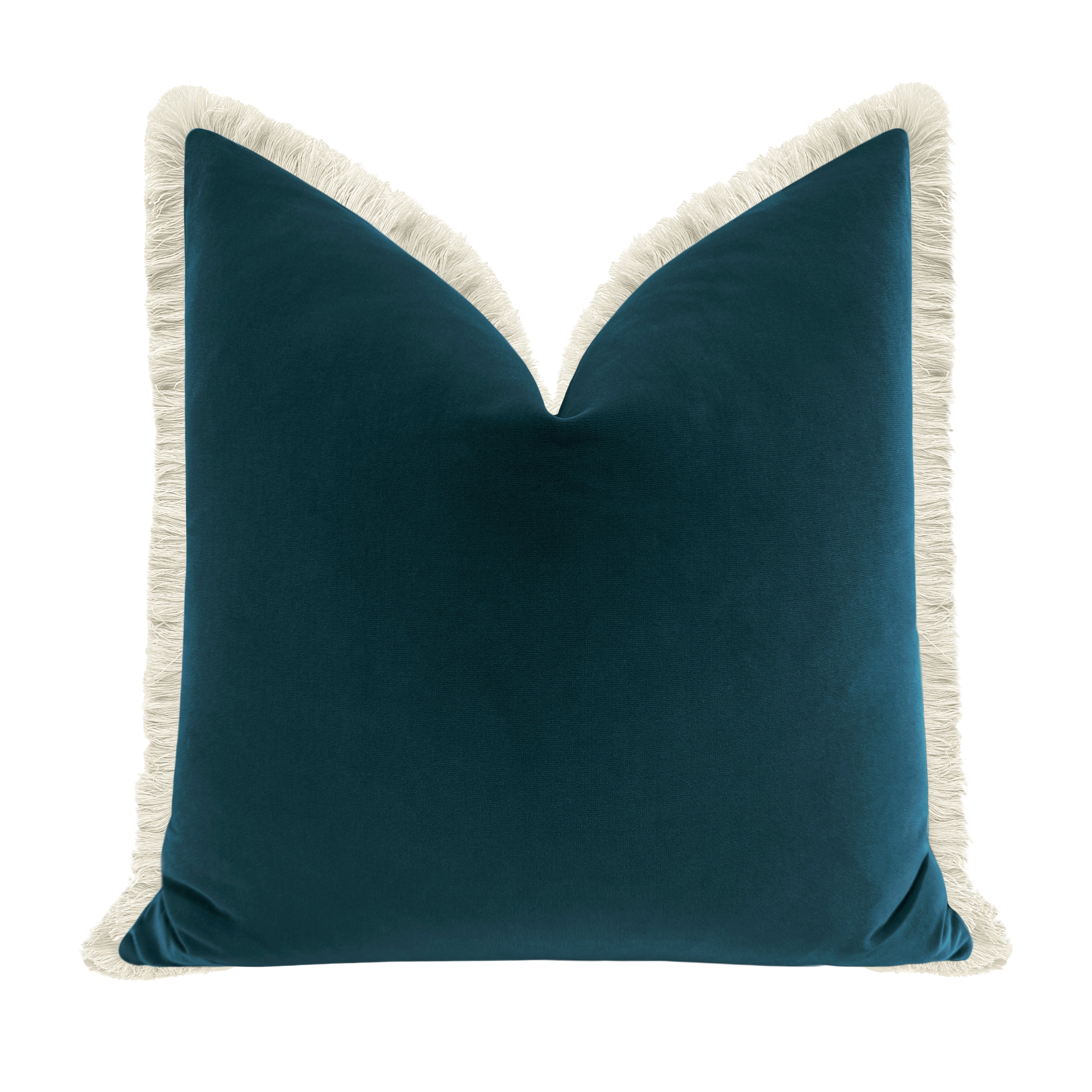 SIGNATURE VELVET // BALTIC BLUE + FRINGE - 14" X 36" / Natural Fringe - Image 2